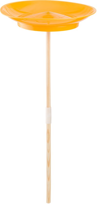 BS Toys - Jongleerbord Geel met houten stokje - Circusbordje - Buitenspeelgoed Kinderen - Actief spel - FSC hout - 8+ jaar