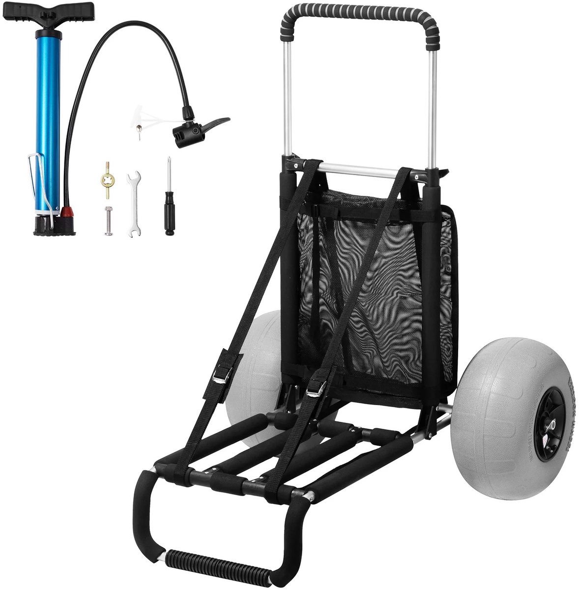 LabelOne Bolderkar - Strandkar - Strandtrolley - Bolderkar Opvouwbaar Luchtbanden - inklapbaar - draagvermogen 75kg - incl. pomp