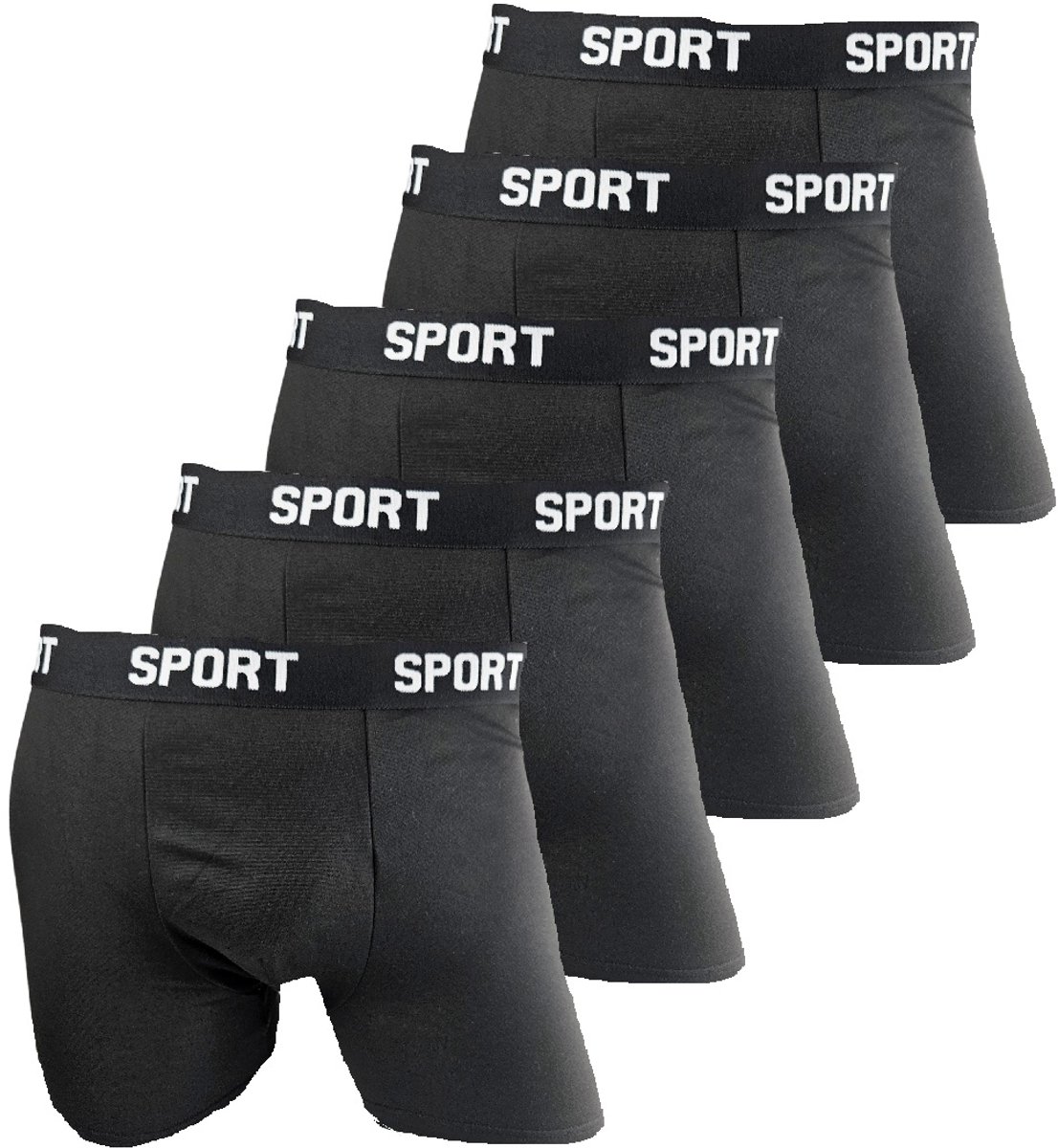 BamBella ® - Boxershorts - 5 stuks - maat S/M - Boxer short onderbroek lang zwart heren onderbroeken