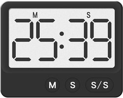 Keukentimer (1 stuk) - Stille magnetische stopwatch | Praktische digitale timer voor koken en bakken | Geschikt voor thuis, studentenkamers, appartementen, klaslokalen, studenten, koks, sporters en volwassenen (zwart)