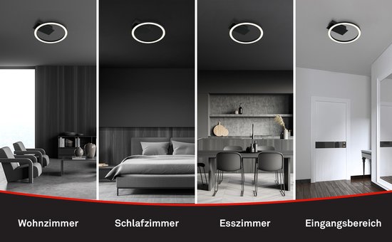 BRILONER - Plafonnier LED Ring - plafonnier noir - Ø21cm - lumière blanc chaud 3000 K - 5W - 500Lm