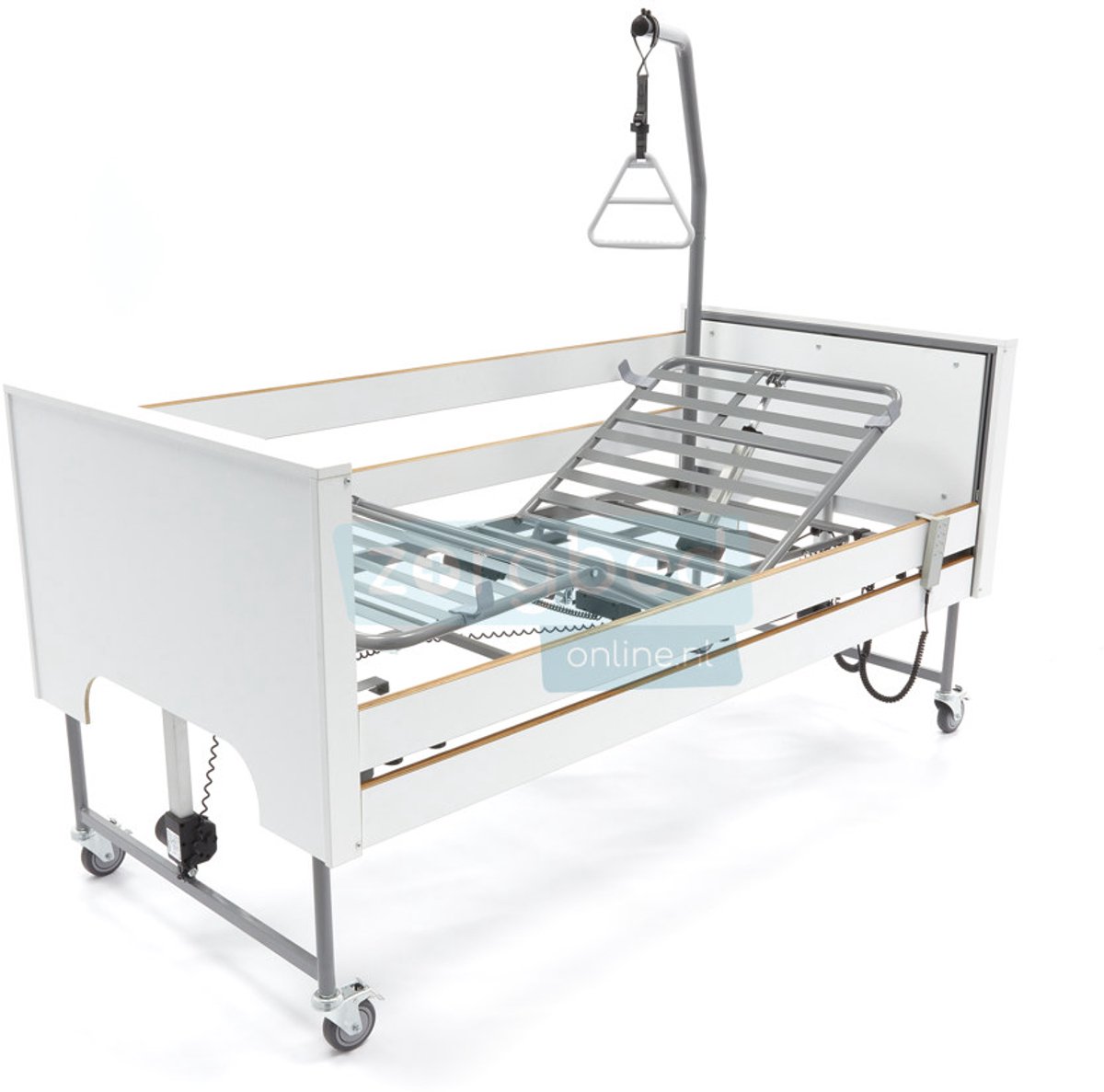 Elektrisch Hoog-Laag Zorgbed 90x200 cm – EcoFit S Deluxe Wit – Trendelenburg, Bedpapagaai