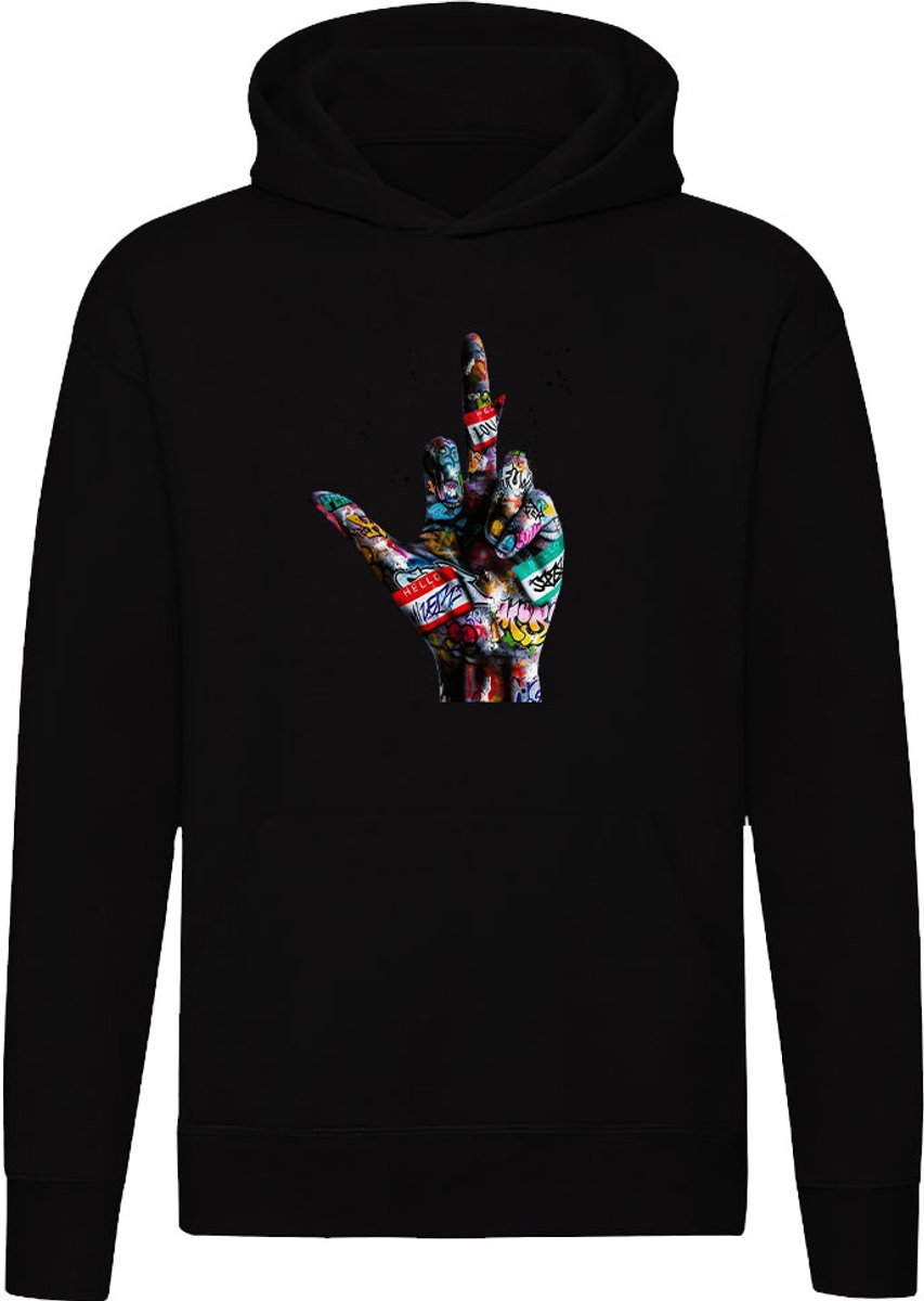 Middelvinger Hoodie - unisex - Middel Vinger - Verf - Graffiti- trui