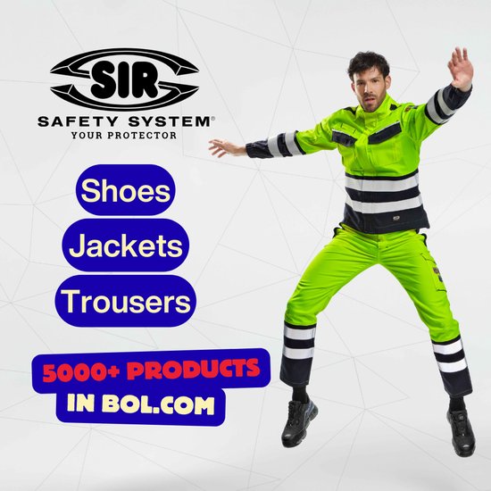 SIR SAFETY CONTRAST Pantalon de Travail Hi Visibilité Blauw / Jaune - Pantalon de Travail avec Poches Pratiques Multifonctions Réfléchissantes Liserés Fluorescentes