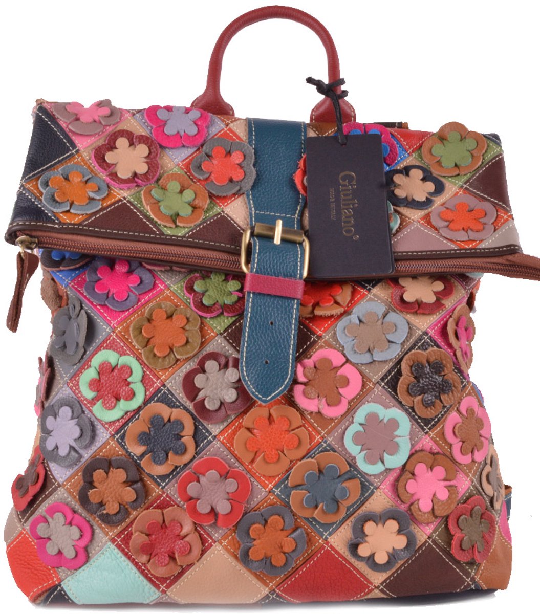 Giuliano lederen rugtas Mireva - Dames - Made in Italy - Multicolor