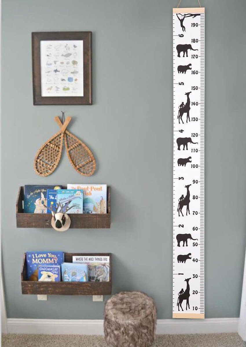 Groeimeter Kinderkamer Savanne – Canvas Meetlat Jungle Dieren – Lengtemeter Baby & Kind – Wanddecoratie 200x20 cm — cadeau in Wonen & Interieur - foto 5