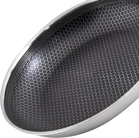 Cheffinger, Koekenpan 24 cm met honingraatcoating en lange handgreep, Zilver van Merkloos — afbeelding 4