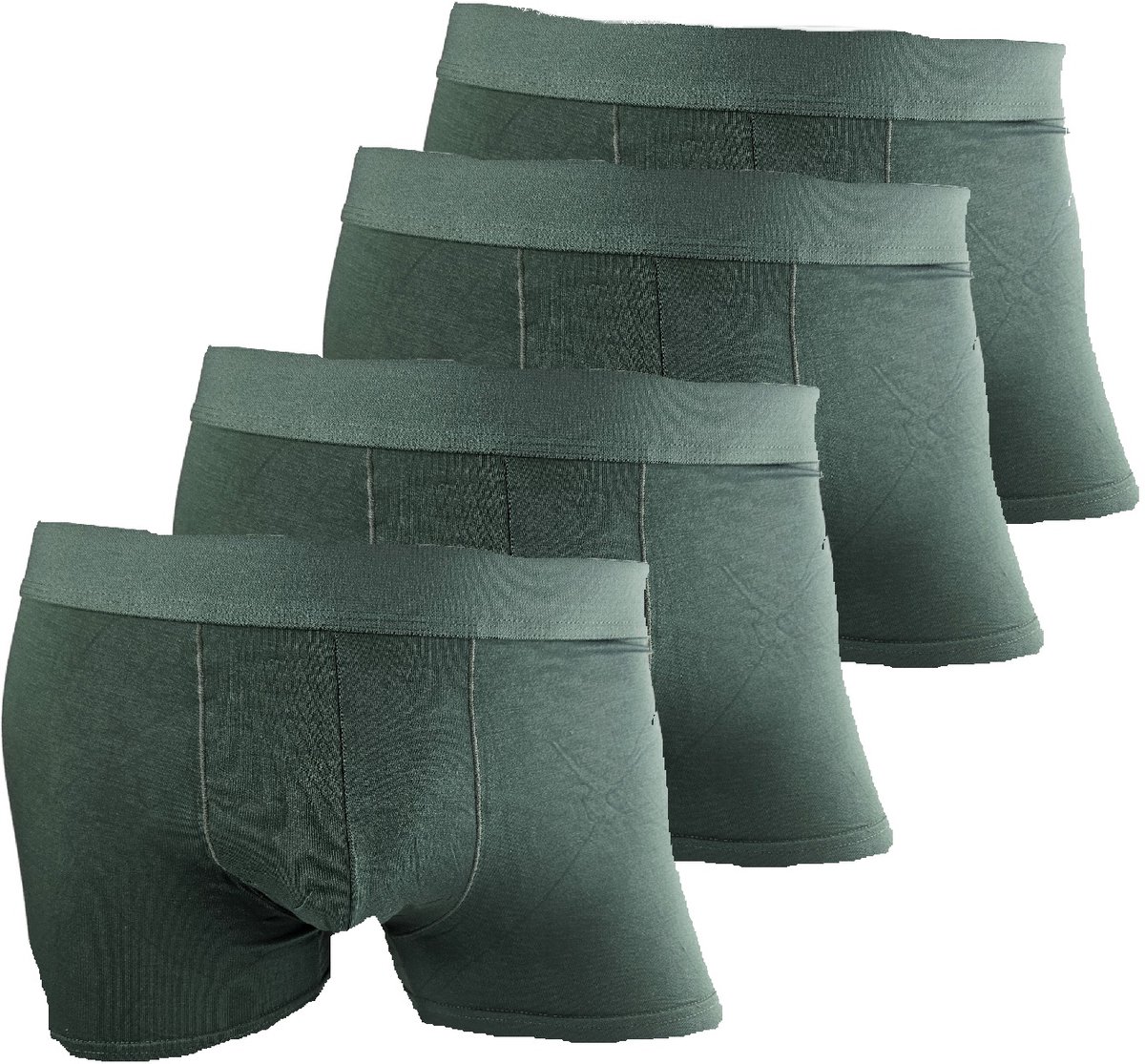 BamBella ® - Boxershorts - 4 stuks - maat L/XL - zachte stof Boxer short onderbroek lang groen heren onderbroeken