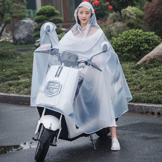 Imperméable, imperméable de vélo électrique, imperméable de vélo transparent imperméable pour vélo motocyclette motocyclette imperméable PVC adultes avec double bord poncho vêtements de pluie (4X Large)