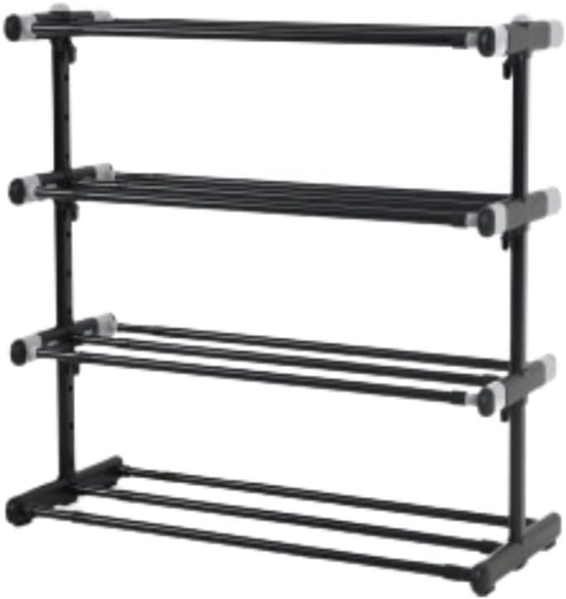 BOG Uitschuifbaar Metalen Schoenenrek Met 4 Niveaus – Verstelbare Hoogte En Diepte – Extra Sterke Schoenen Organizer Voor 20 Paar – Ruimtebesparende Schoenenkast Voor Hal Kast En Slaapkamer black
