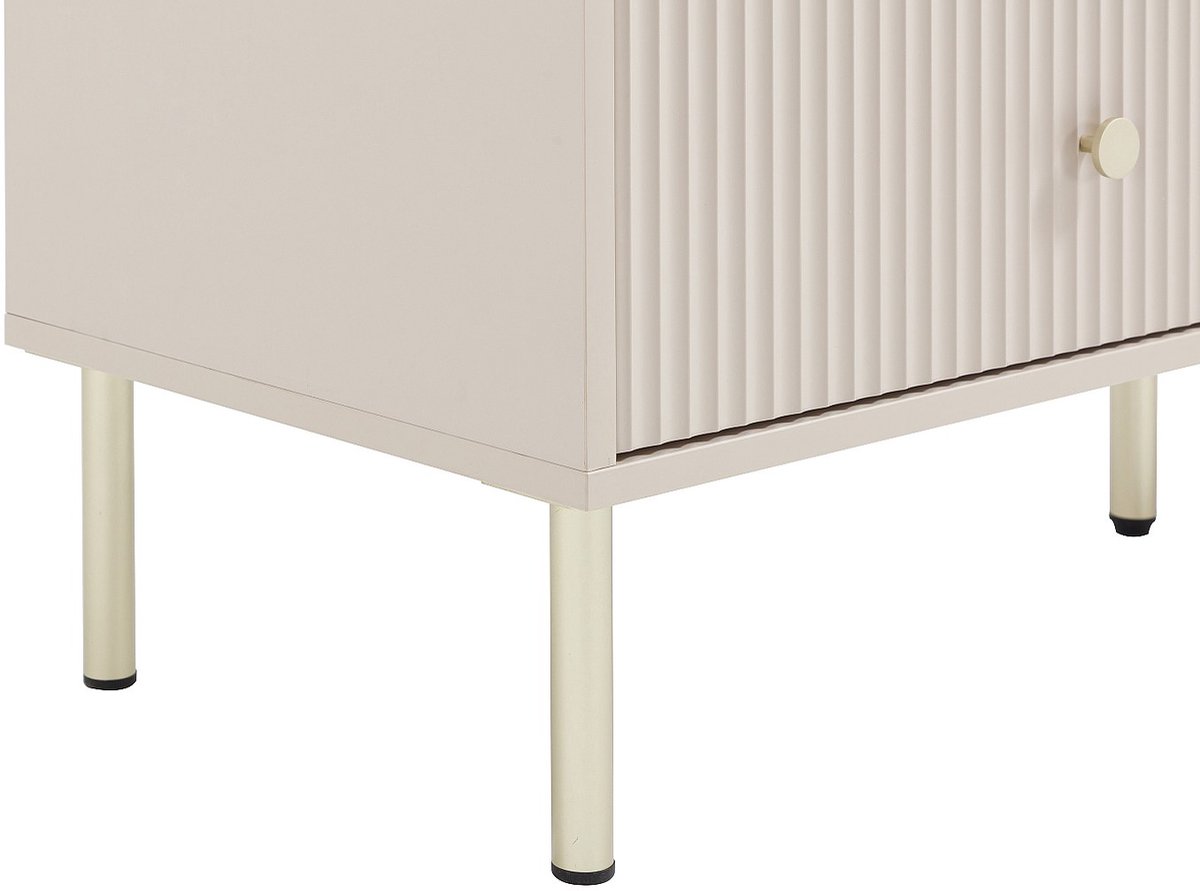 Vente-unique Ladenkast met 6 laden - Beige en gouden - LUNAOR