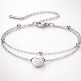 Bracelet de Luxe Lundholm pour Femme Couleur Argent – Bijoux en Acier Inoxydable Premium – Bracelet à Mailles Couleur Argent Double Couche avec Cœur & Perles – Série My Uppsala - Design Scandinave – Emballage Cadeau de Luxe Inclus