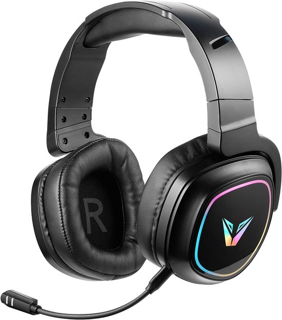 VX Gaming Stealth Draadloze Gaming Headset met Microfoon - RGB Verlichting - Bluetooth - 2.4GHz - Geschikt voor PC / PS4 / PS5 / Xbox / PC - Headset draadloos - Koptelefoon draadloos (VX-244-BK)
