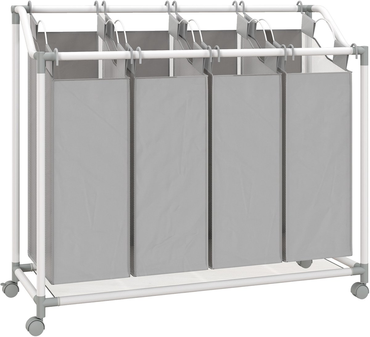 Wasmand op Wielen met 4 compartimenten - 160 ltr - uitneembare waszak