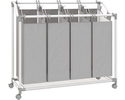 Wasmand op Wielen met 4 compartimenten - 160 ltr - uitneembare waszak
