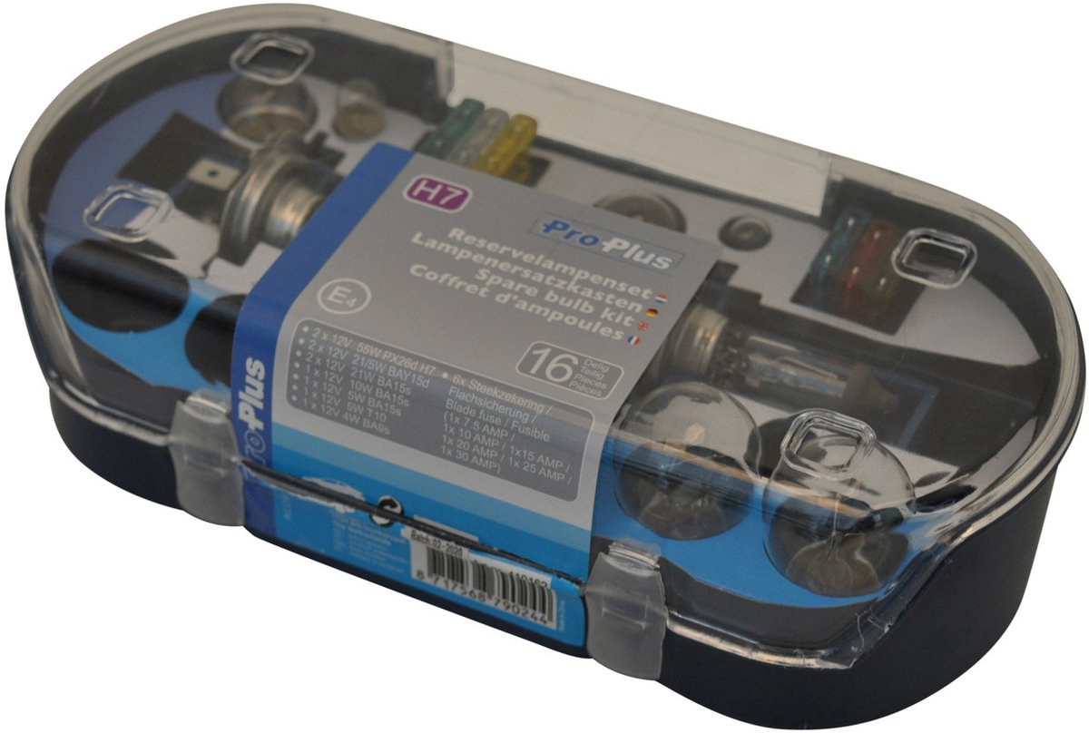 ProPlus 16-delige Reservelampenset H7 – Voor 12V autoverlichting – Inclusief lampen en steekzekeringen – Kleurloos – foto 6