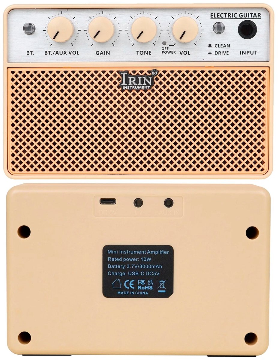 IRIN - Elektrische Gitaarversterker - 20W - Afstemmingsfunctie - Gitaar - Voor Gitaristen - GA-20W