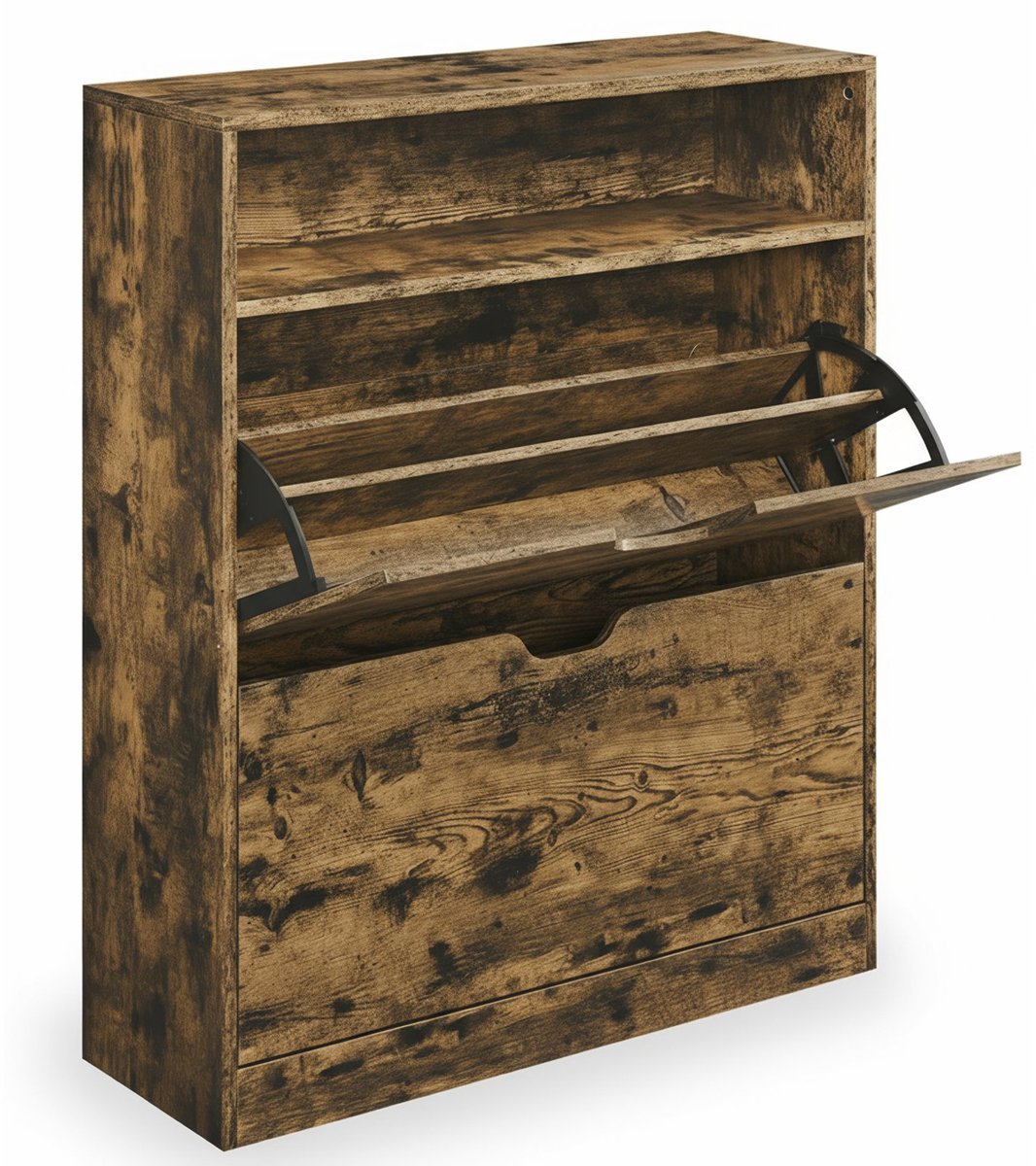 Schoenkast – 2 kleppen – 80 cm – Zwart