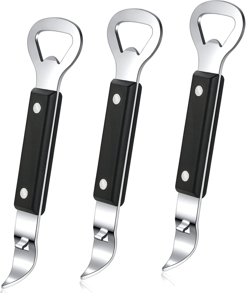 longziming -3-delige Fles- en Blikopener Set – Handmatige Blik- en Flesopener van Roestvrij Staal – Ergonomische Antislip Handgreep – Compact & Sterk – Voor Keuken en Camping