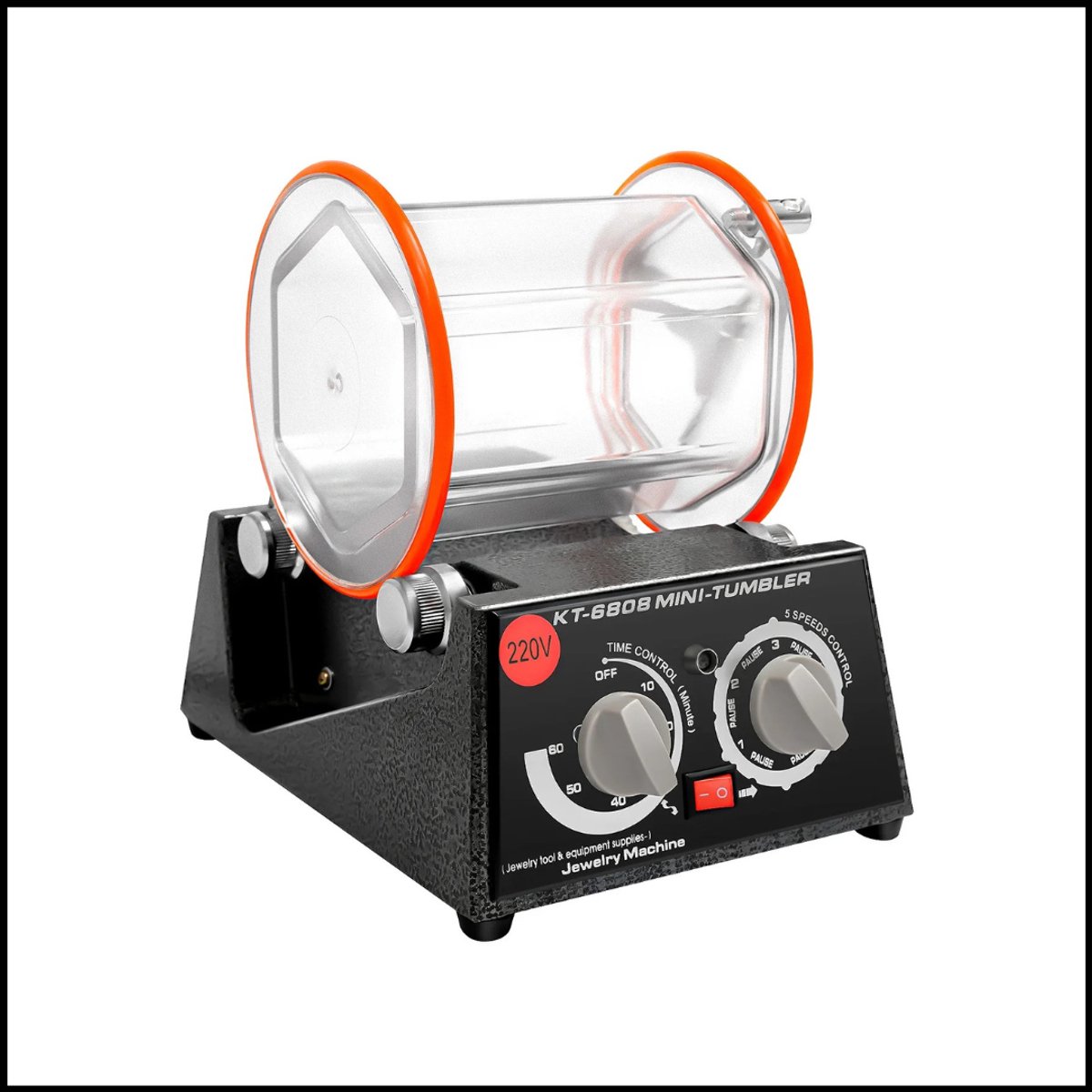 60W Professionele Polijstmachine – Metaal Ringen & Munten – 5-Snelheden 3000 RPM – Transparante Polijstbeker met Timer