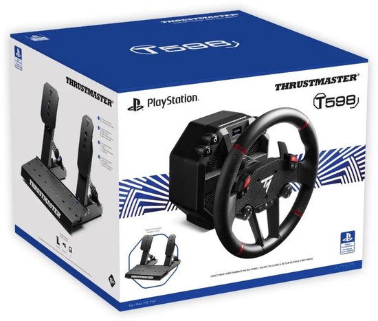 Thrustmaster T598, Direct Axial Drive Force Feedback Racestuur voor PS5, PS4, PC - Next-gen Direct Drive (5 Nm constant koppel, met overshoot-mogelijkheid +100% = 10 Nm peak) - Metalen pedaalset, modulair en schaalbaar - Afneembaar stuur van 30 cm van Thrustmaster — afbeelding 2