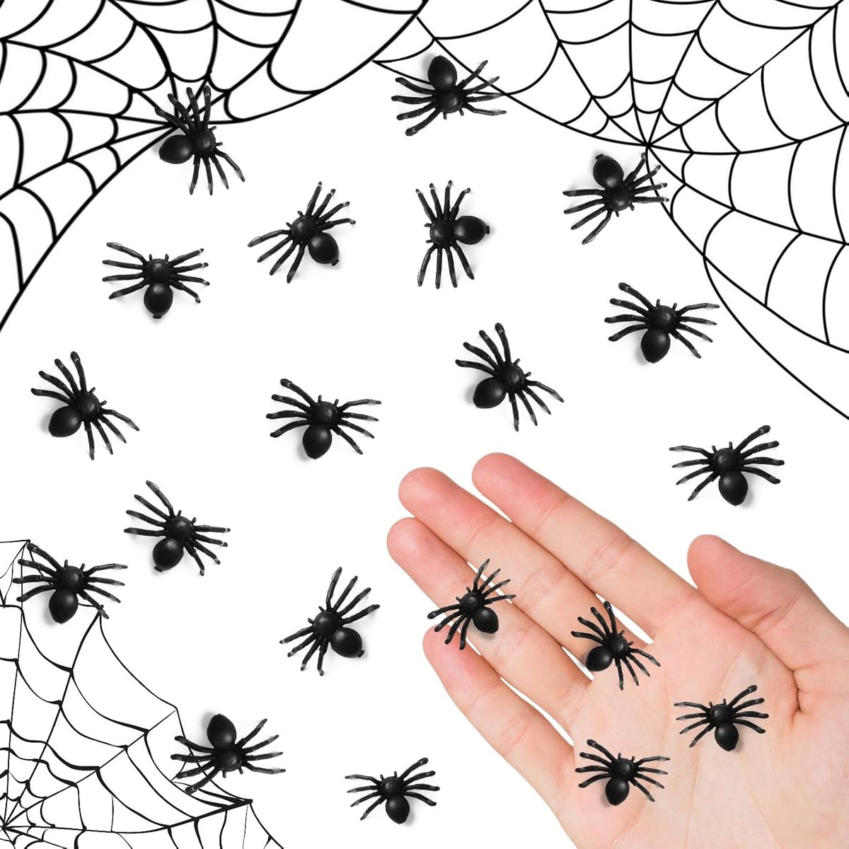 Decoratie voor Halloween - 20 Stuks Miniatuur Spin Speelgoed - Zwarte Spin Tafel Decoratie - 3D Spin Sprinkel Decoratie voor Halloween Feest Accessoires - Grappen - Tuin Decoratie