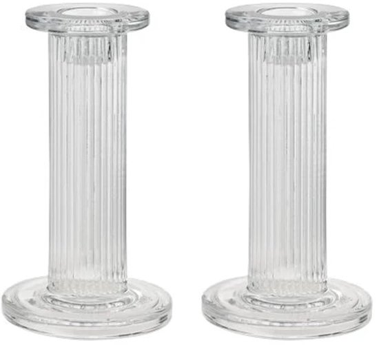 Stelton Pilastro kandelaar H13cm D7cm set van 2 helder
