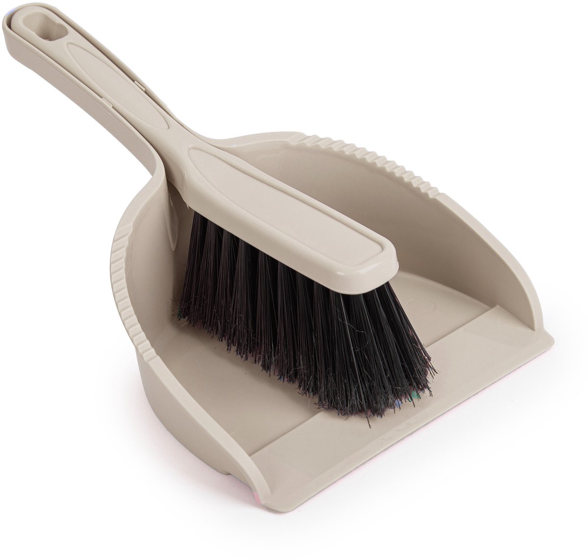Plasticforte Stoffer en blik set - Small Size - beige - zachte borstel - kunststof - 24 x 17 cm