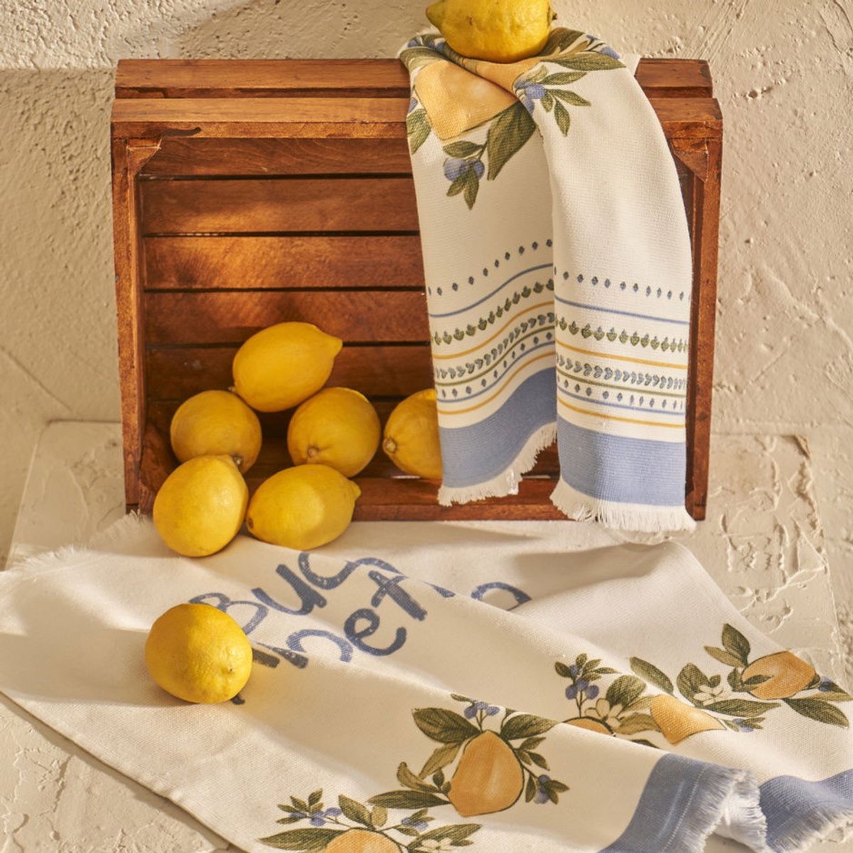 Lemoncello Katoenen Droogdoeken2 stuks 2-Pack Geel (40x50 cm) - 4 doeken