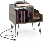 Record Storage 3-laags draaitafelstandaard, opbergkast met metalen poten voor vinylplaten, displayplank voor slaapkamer en woonkamer | NL