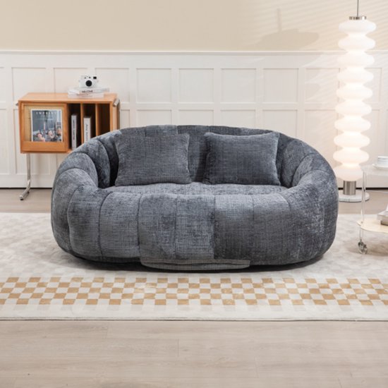 Canapé-lit Comfort et durable à dossier haut pour Adultes et Enfants, utilisable en intérieur et en extérieur, fauteuil lounge moelleux (chenille Grijs )
