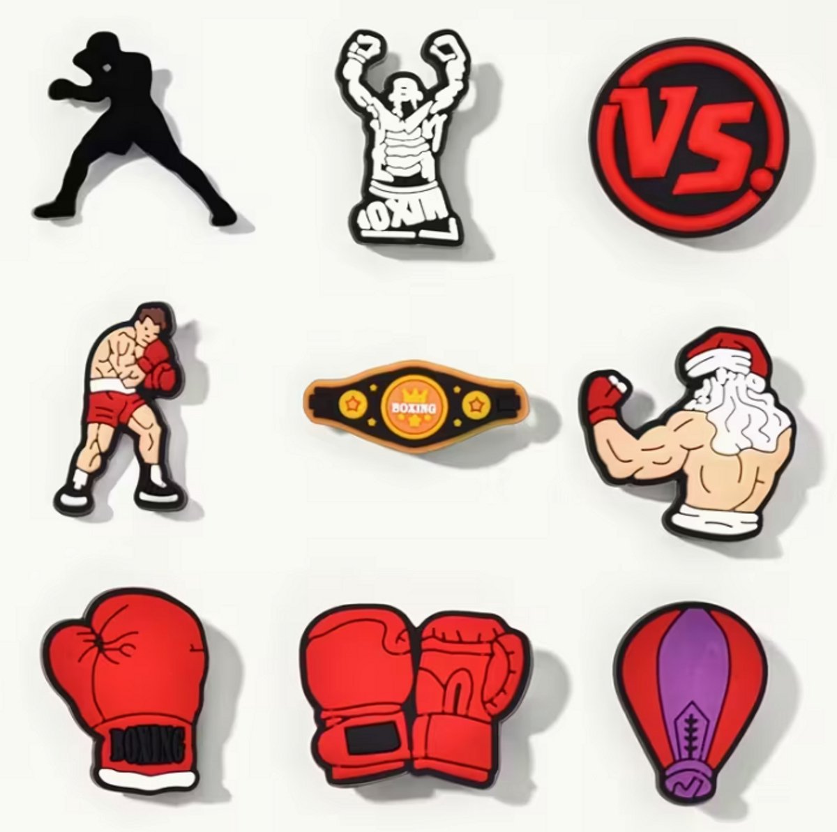 Schoen pins boksen 9 stuks - schoenbedels bokser - schoen charms - pins - ook geschikt voor crocs