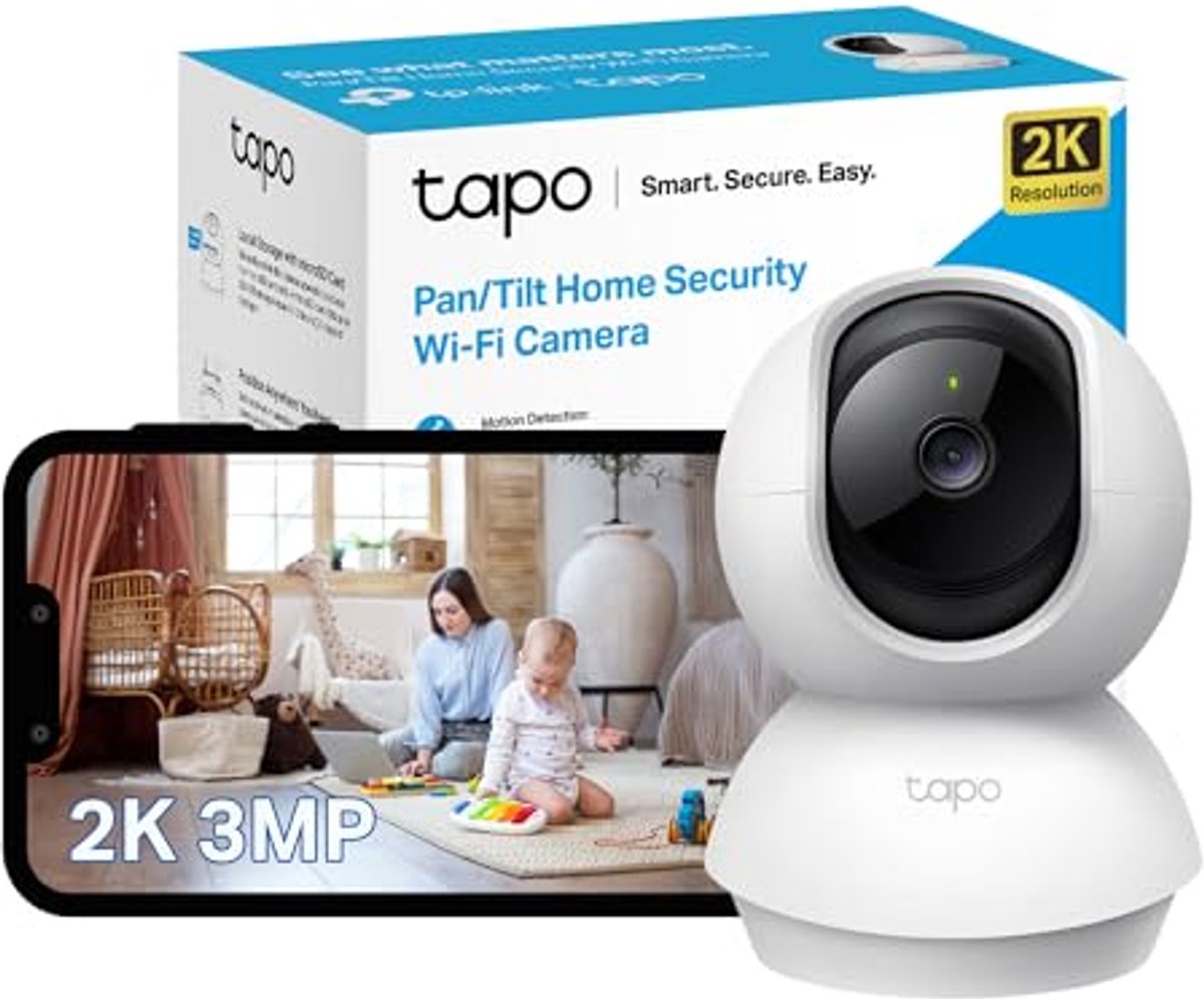 2K Pan Tilt Beveiligingscamera met Bewegingsdetectie en 2-Weg Audio - Baby- en Huisdier Camera met Nachtzicht