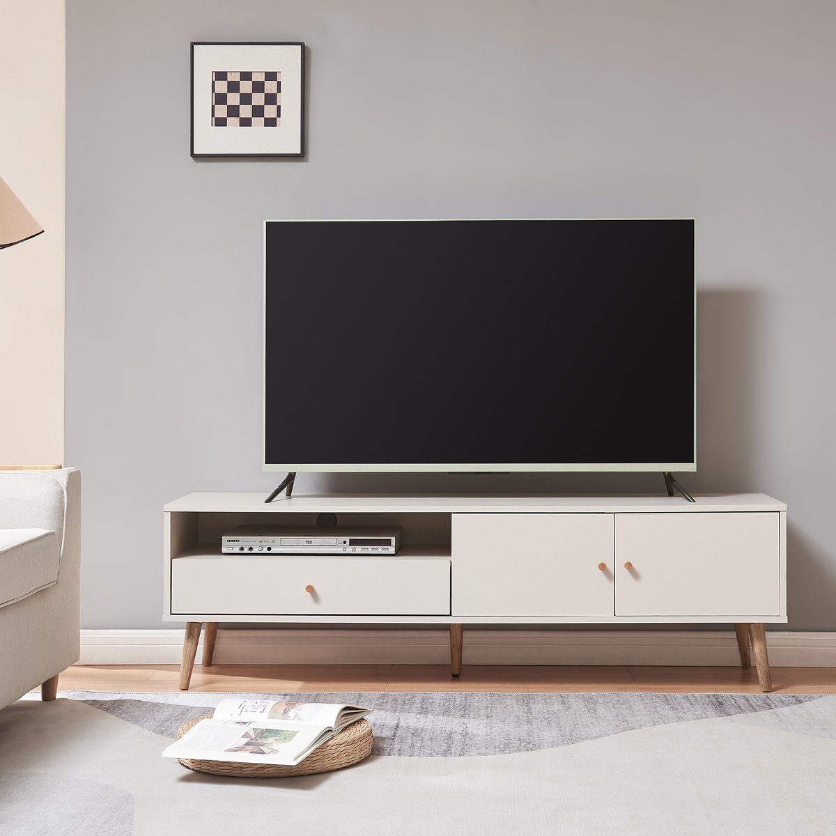 en.casa Tv-meubel Hallevil 150x39x45 cm wit [en.casa]