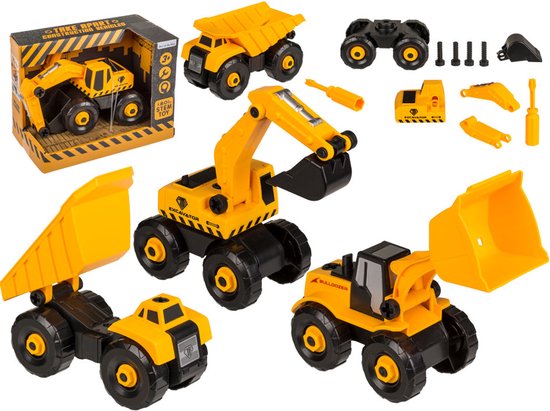 Take Apart Construction Vehicles – Bouwvoertuig Speelset – Graafmachine / Kiepwagen / Bulldozer – Monteerbaar Gereedschapsspeelgoed – STEM Speelgoed – vanaf 3 jaar