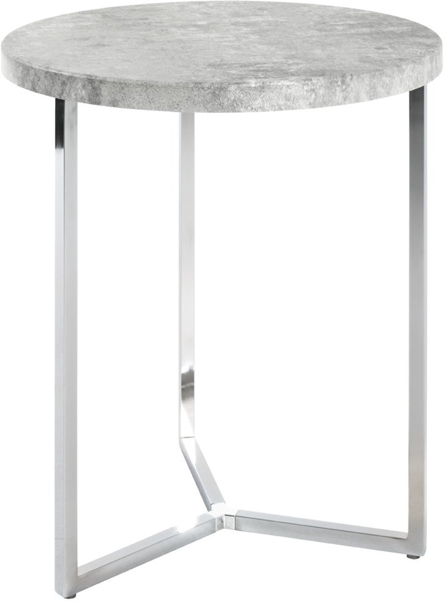 Unyqoos Moderne bijzettafel met betonlook en chromen frame voor veelzijdig gebruik Grijs