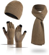 Set Hiver 3 En 1 Zidoley – Bonnet, écharpe En Boucle, Gants Tactiles – Unisexe, Pour Homme Et Femme – Taille Unique Extensible