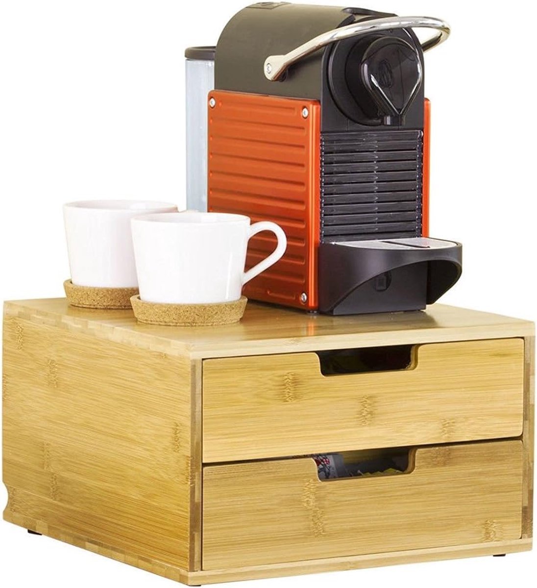 Famanu - Dubbele capsulehouder met lades, compacte opbergbox voor koffiecapsules en accessoires
