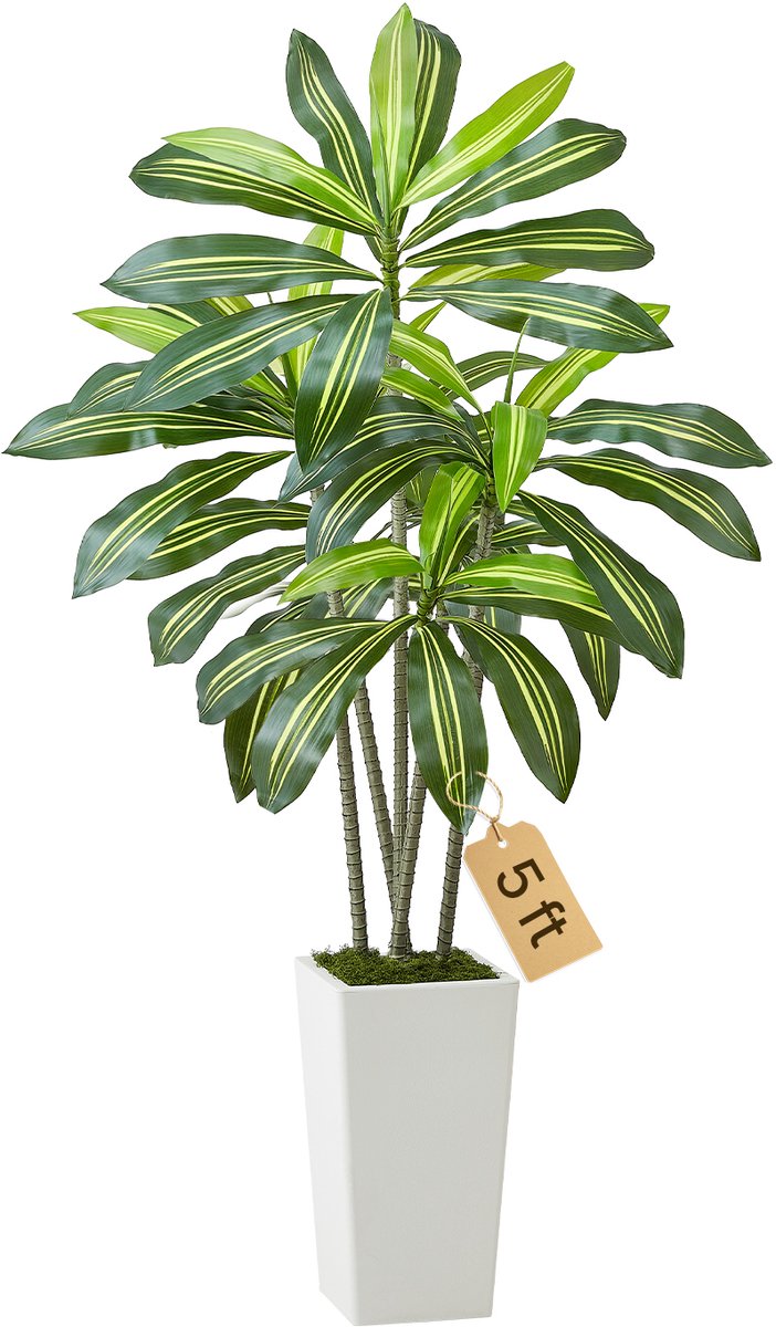 Vevor Kunstmatige Dracaena Boom 1,52m Kunstplant met Witte Pot Kunstboom groen