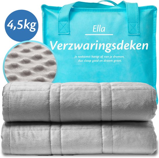 Ella Verzwaringsdeken 4,5 kg - Fleece Zwaartedeken 100 x 170cm - Verzwaarde Deken OEKO-TEX Katoen - Weighted Blanket - Grijs