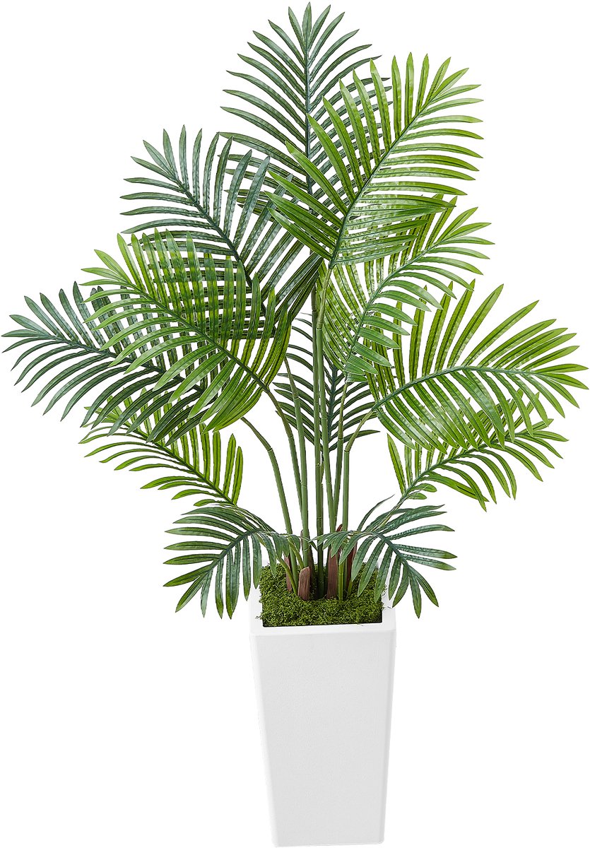 Vevor 2x Kunstmatige Areca Palmen 1,2m Kunstpalmen met Witte Pot Kunstboom groen