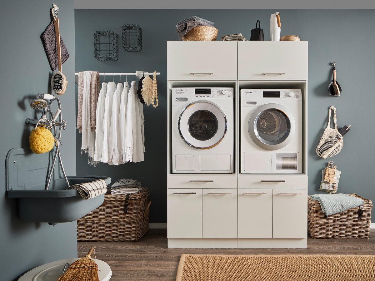 Laundry Duo Wasmachine kast met bovenkasten - Wit - Hoogte 200cm