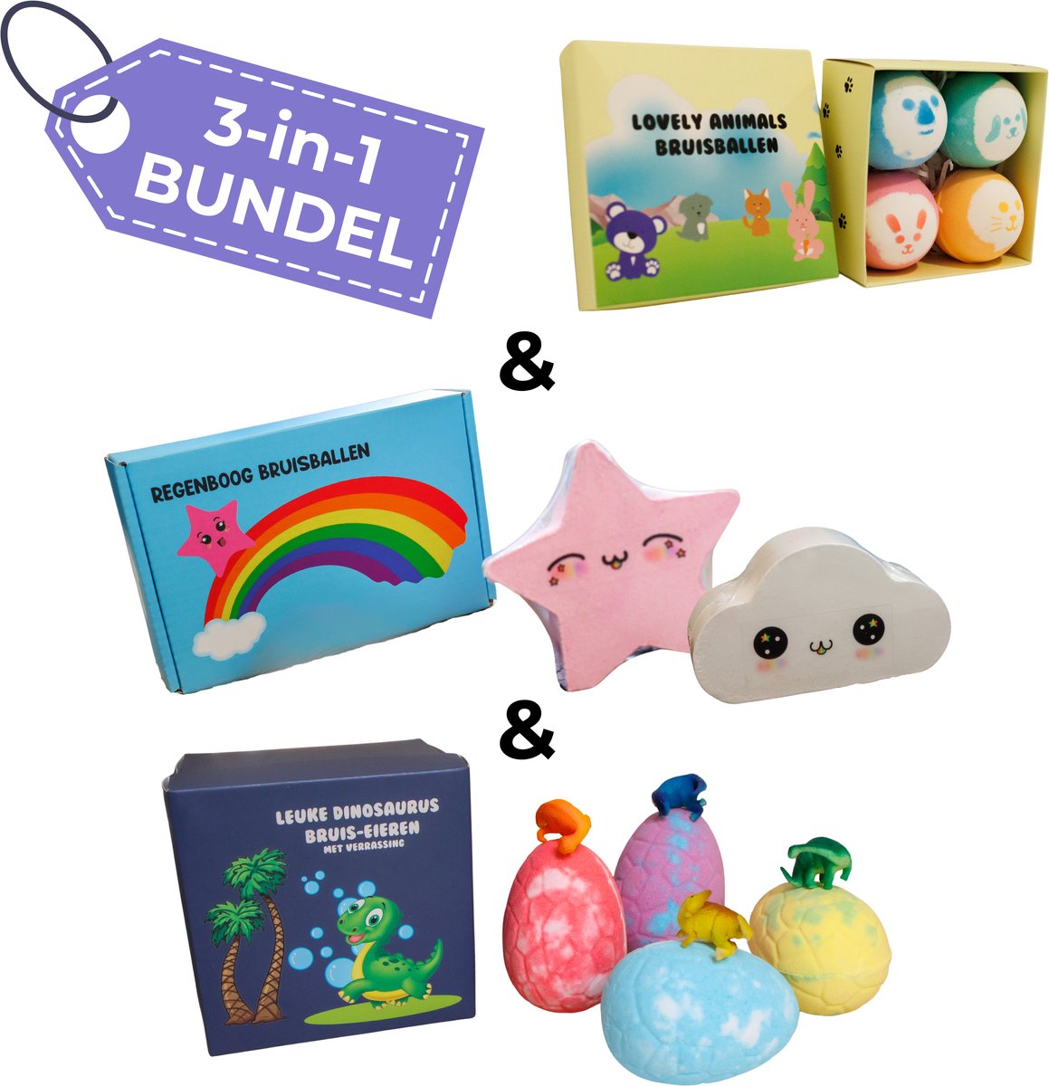 De kunst van zeep - 12 bruisballen XL - 3 soorten in 1 - verschillende geuren en kleuren - bath bombs