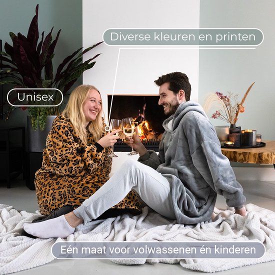 Homie Hoodie – Sweat à capuche oversize – Couverture avec manches – Unisexe – Taille unique – Grijs