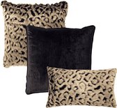 Dutch Decor - ENSEMBLE DE COUSSINS - 3 pièces - Keyan - 45x45 cm, 30x50 cm - Coussins intérieurs inclus - Marron, Noir - Fermeture éclair - Coussins Décoration - Coussins confortables pour canapé