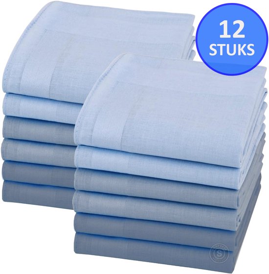 Sorprese Zakdoeken Heren - Gentlemen Blue Edition - 12 stuks - 100% Egyptisch Katoen - Luxe Heren Zakdoeken