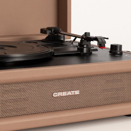 CREATE - Platenspeler Retro - Bluetooth, USB, SD, MicroSD en Mp3-recorder/speler - Mokka - RECORD PLAYER RETRO — afbeelding 2