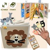 WoodyDoody Motoriek Dieren Leeuw Leerboek Grote Uitvoering en 10 Pagina's - Educatief Spel Peuters – Baby Boek voor Thuis en Onderweg - Sensorisch Speelgoed Babyshower Cadeau - Activiteiten Boek Boerderij vanaf 3 jaar