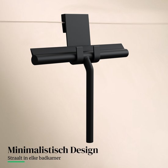 Essuie-glace de douche Zwart avec système de suspension - Accessoires de vêtements pour bébé de salle de bain - Essuie-glace de fenêtre - Extracteur de Douche- Silicone - 21cm x 16cm