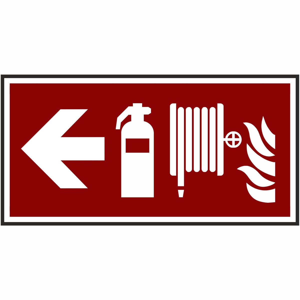 Design Brandblusser bord - brandslang links HAAKS (gerecycled kunststof) nalichtend 30x15 cm